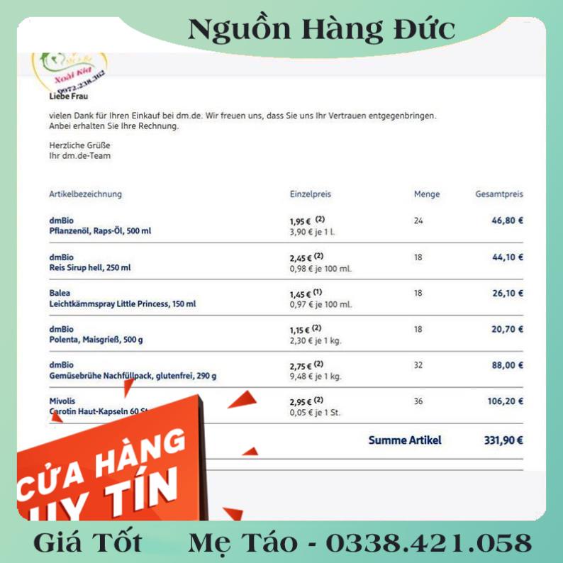 Viên uống chống nắng trắng da Carotin Mivolis, kem chống nắng Sundance Đức - Đủ Bill Date mới