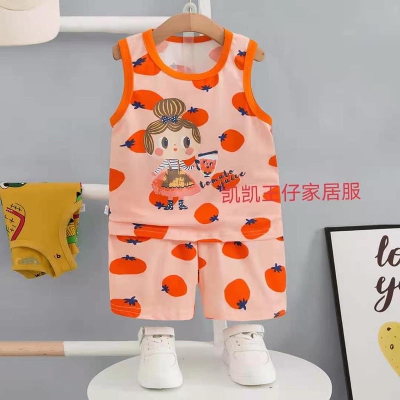 Đồ bộ Quảng Châu KaiKai- Bộ ba lỗ Cotton Xuất Hàn cho bé gái 1-3 tuổi