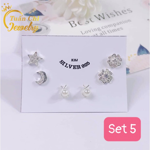 Bông Tai Nữ TẶNG LỖ SET 3 ĐÔI Khuyên Tai Bạc Nữ Cao Cấp, Kiểu Dáng Nhẹ Nhàng, Xinh Xắn, Bạc Chuẩn Giá Tại Xưởng