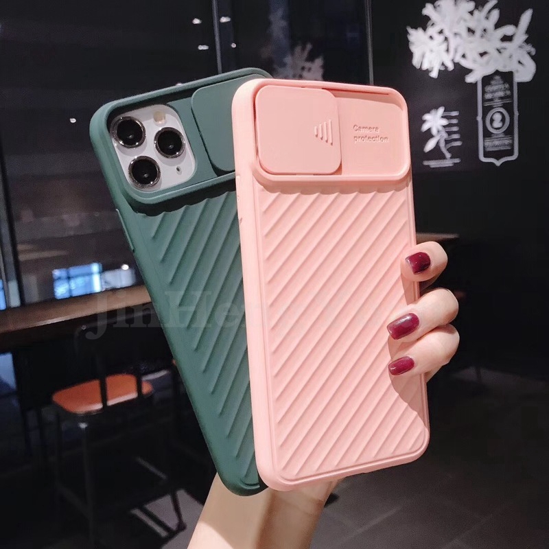 Ốp lưng silicon mặt nhám có nắp trượt bảo vệ camera cổ điển cho IPhone 12 mini 6 6S 7 8 Plus X XS MAX XR 11 Pro Max | BigBuy360 - bigbuy360.vn