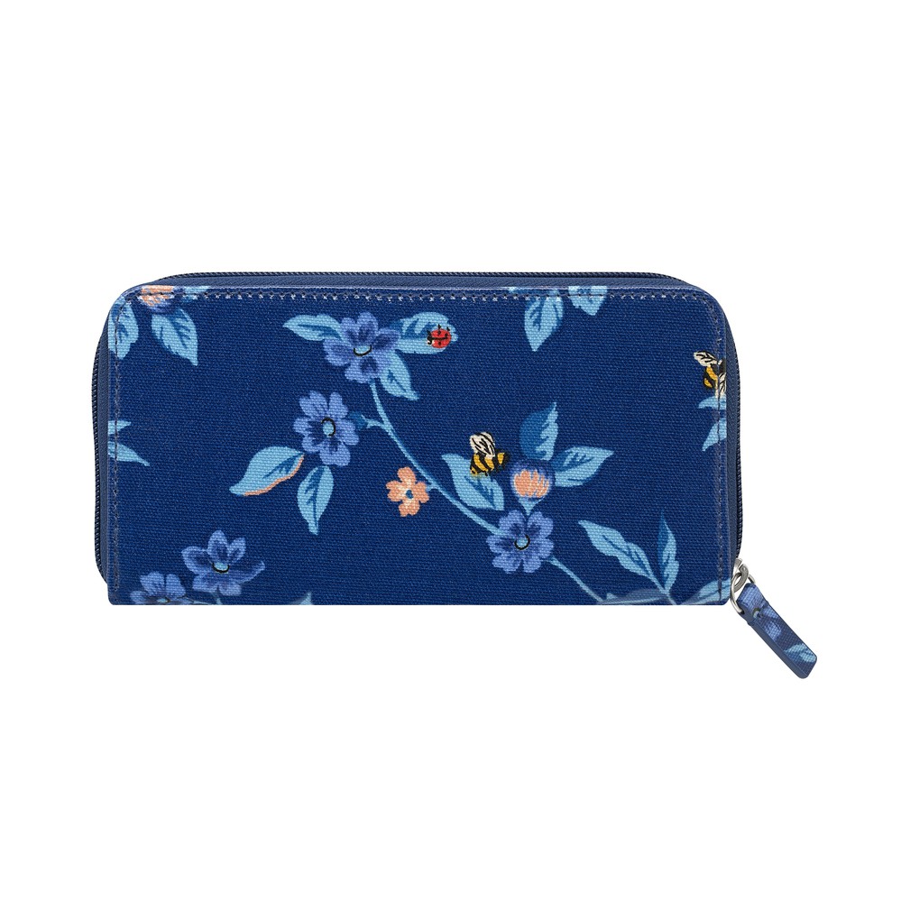 Cath Kidston - Ví cầm tay Continental Zip Wallet Greenwich Flowers - 984782 - Midnight Blue