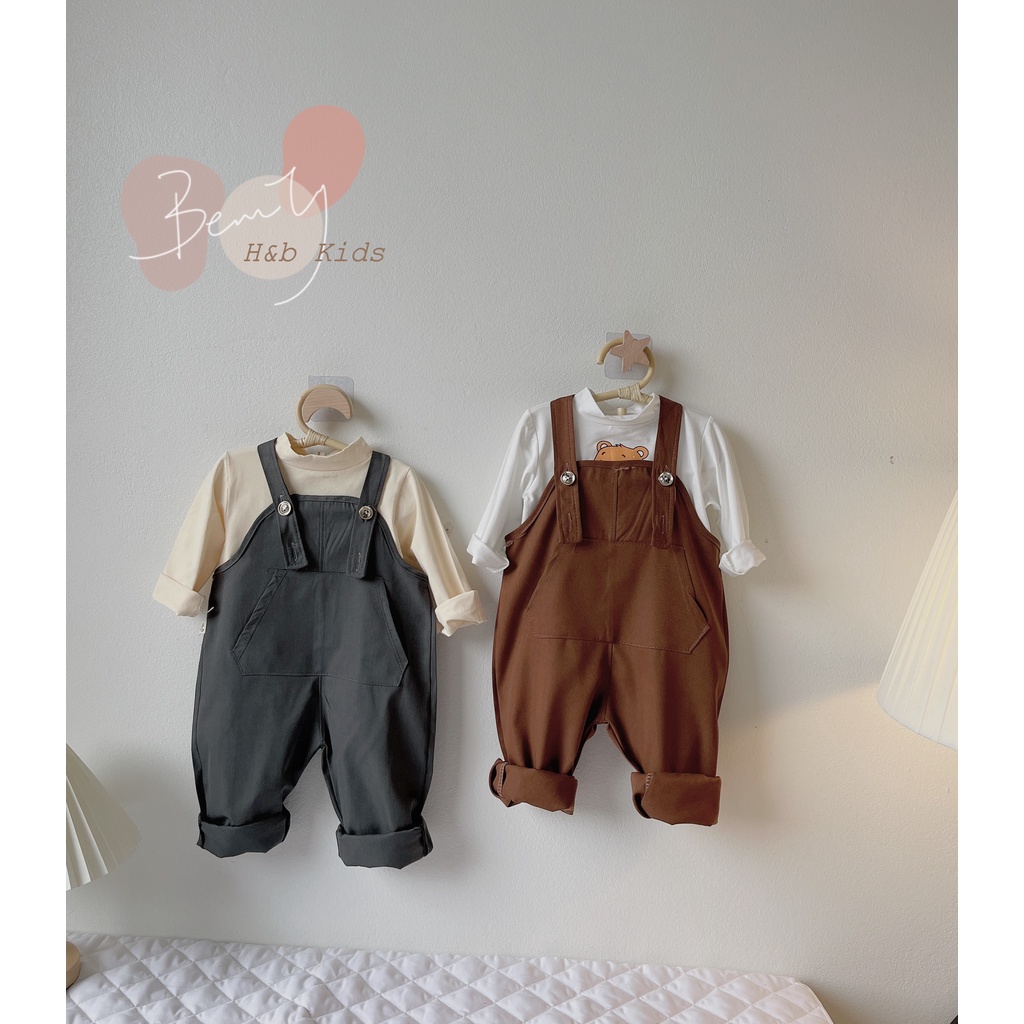 Yếm kaki mix áo gấu cho bé