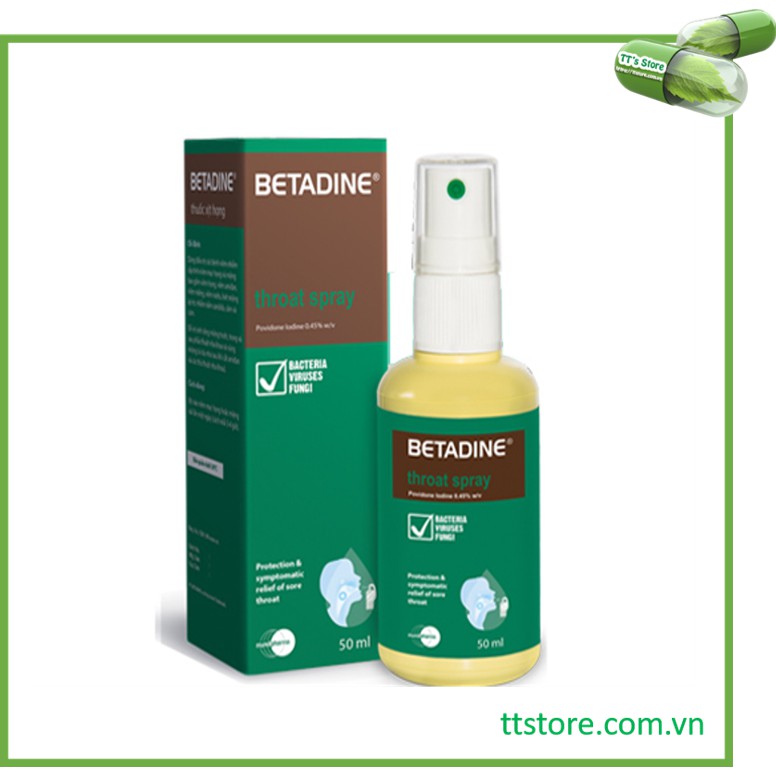 BETADINE Throat Spray 50ml - Dung dịch xịt họng [povidin, povidine, betadin]