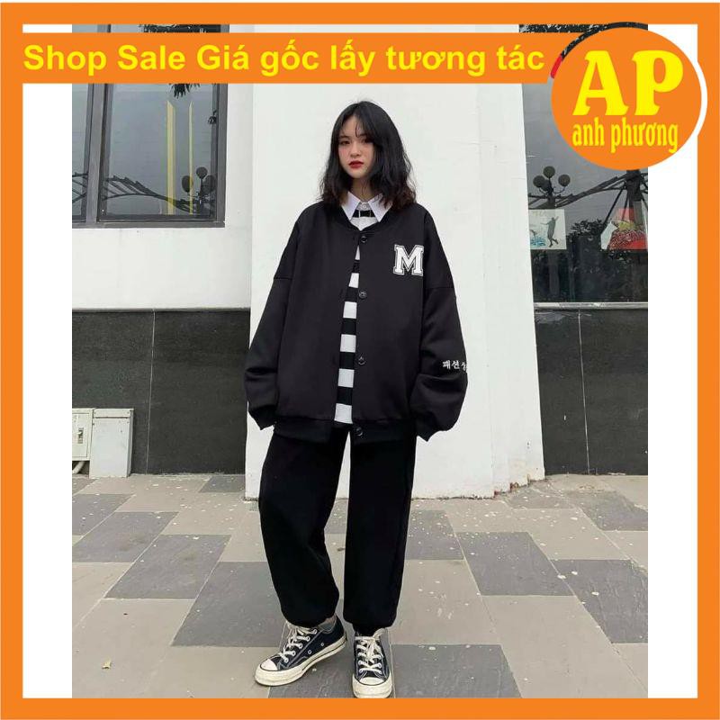 [ Mã FAMAYWA2 giảm 10K đơn 50K] Áo khoác cadigan bomber jacket nỉ chữ M form thụng unisex giá rẻ | BigBuy360 - bigbuy360.vn