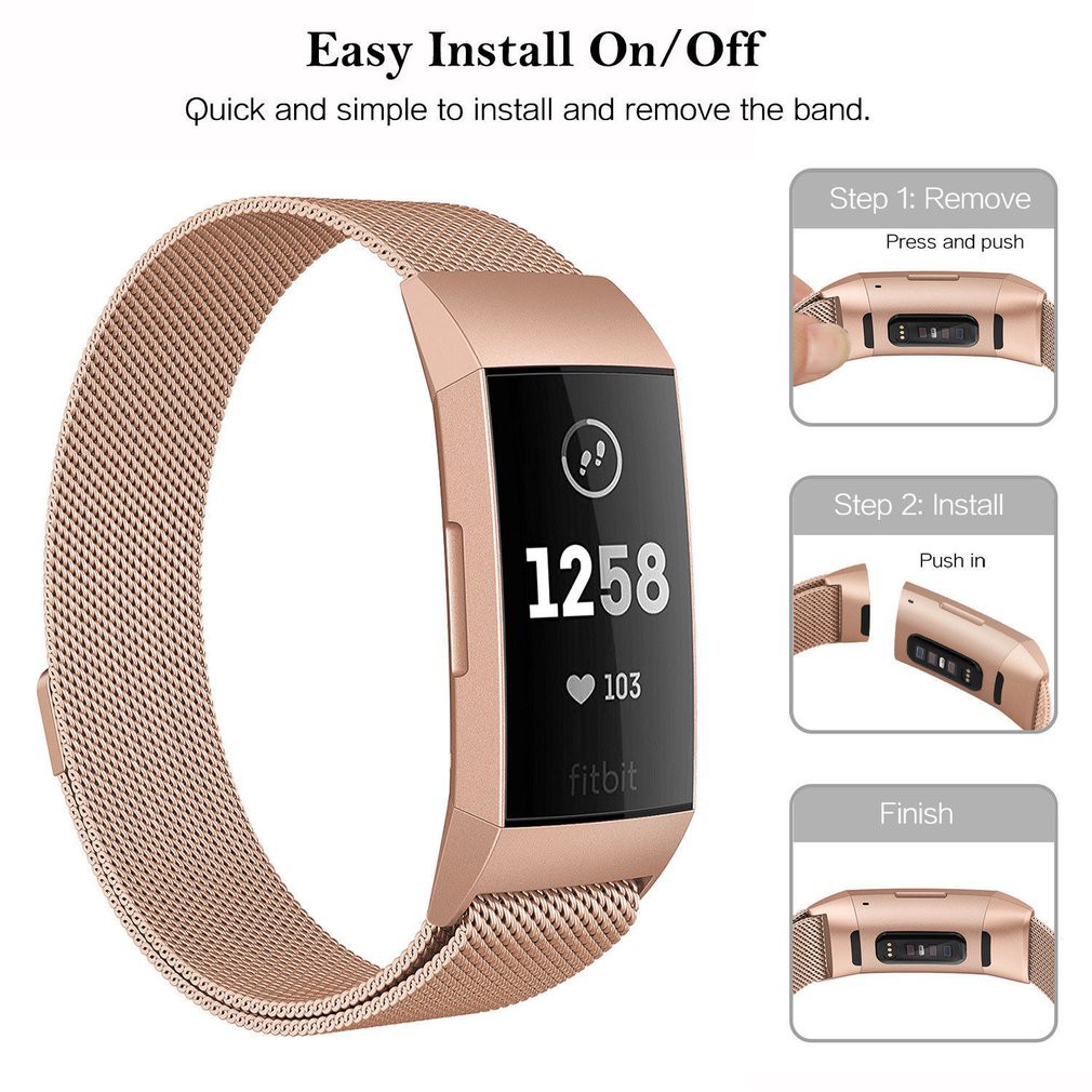 Dây đeo thép không gỉ khóa từ tính thay thế cho Fitbit Charge 2 Fitbit Charge 3 Fit Bit Charge 4