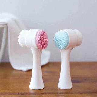 Cọ rửa mặt 2 đầu masage lồng siêu mềm mại MÀU XANH VÀ HỒNG