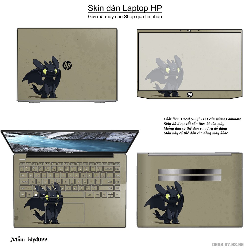 Skin dán Laptop HP in hình bí kíp luyện rồng (inbox mã máy cho Shop)