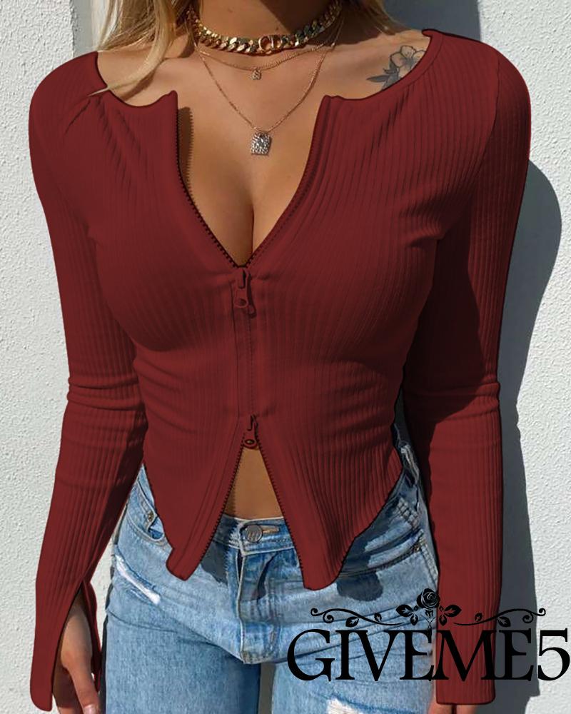 Áo Croptop Màu Trơn Phối Khóa Kéo Thời Trang Gợi Cảm 2020 Cho Nữ