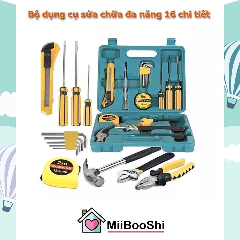 Bộ dụng cụ sửa chữa đa năng SSR 16 chi tiết full hộp đựng tiện lợi MiibooShi D2.076
