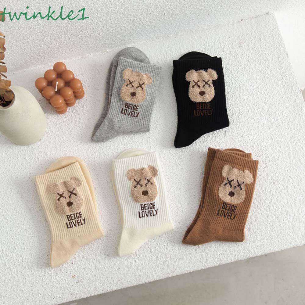 Vớ Cotton Thoáng Khí Họa Tiết Hoạt Hình Phong Cách Hàn Quốc Cho Nữ