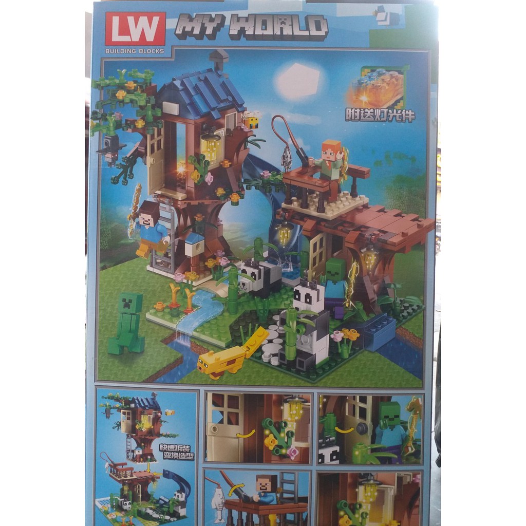 Lắp ráp My World xếp hình ngôi nhà trên cây có hồ câu cá 706 khối