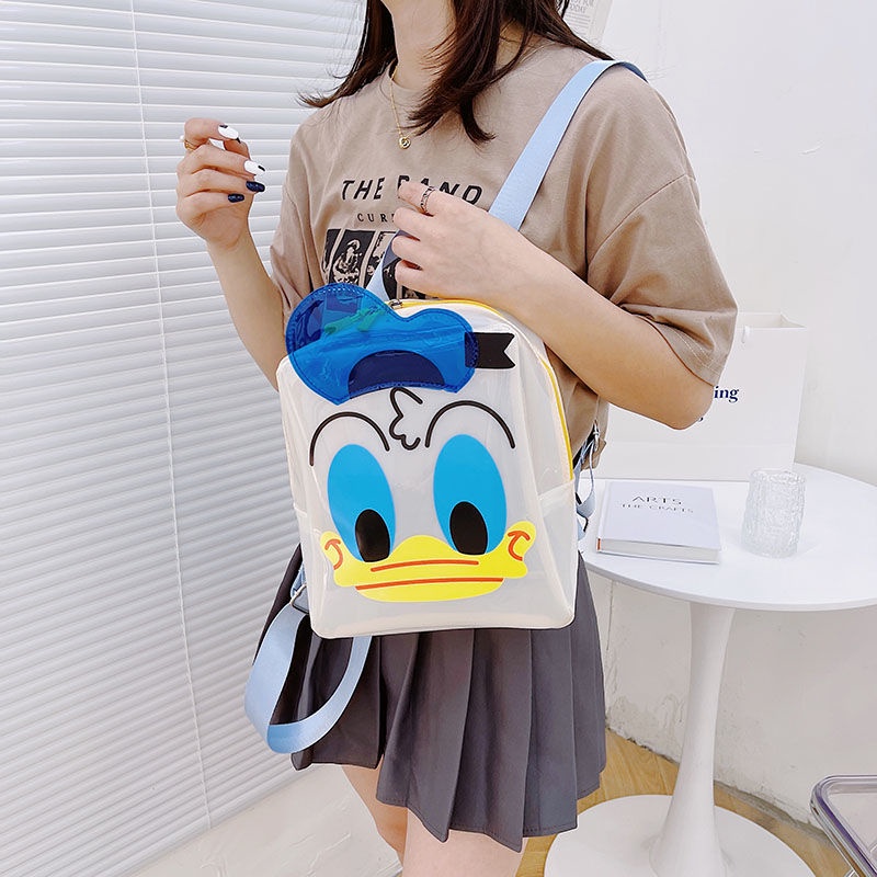 Ba Lô Jelly Trong Suốt In Hình Vịt Donald Phong Cách Hàn Quốc Thời Trang 2020 Dành Cho Nữ