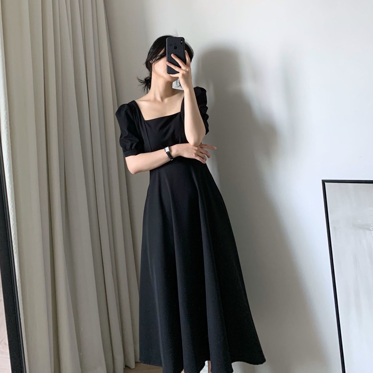 Đầm Nữ Tay Phồng Cổ Vuông Phong Cách Retro | BigBuy360 - bigbuy360.vn