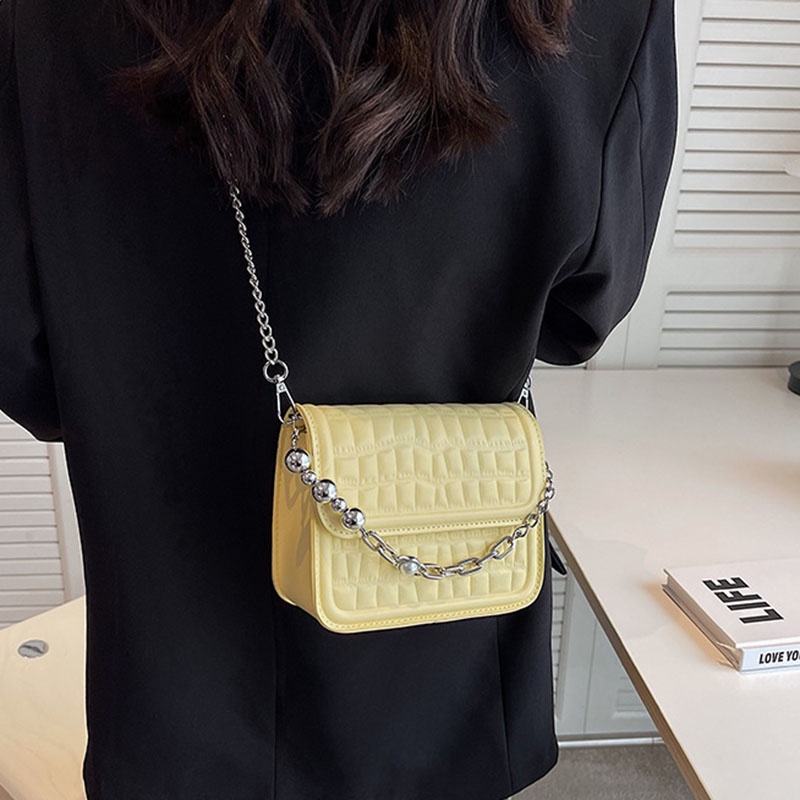 Túi đeo chéo IELGY hình vuông nhỏ phối dây đeo sợi xích thời trang cho nữ