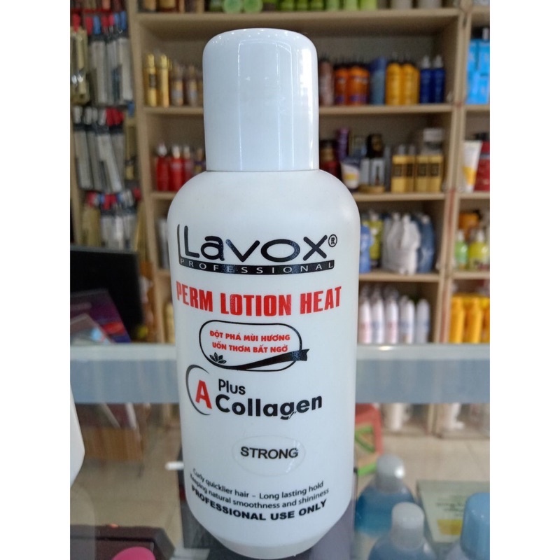 Kem uốn nóng collagen Lavox 500ml cặp A B màu trắng / thuốc siêu mạnh tạo sóng căng mềm bóng mượt giữ lọn lâu.