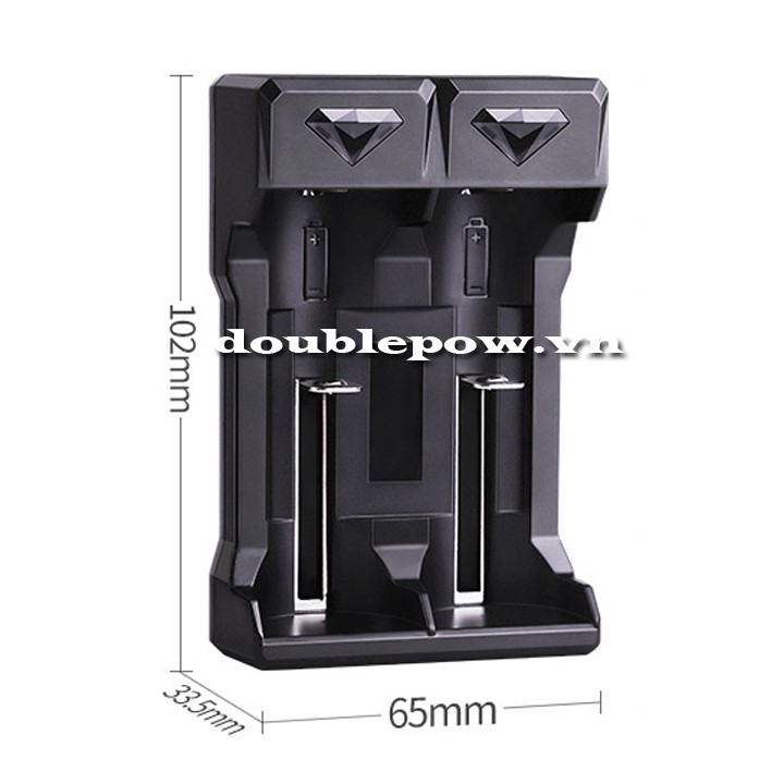 Bộ sạc nhanh pin 18650 Doublepow DP-UK21 có báo đầy và tự ngắt hàng chính hãng