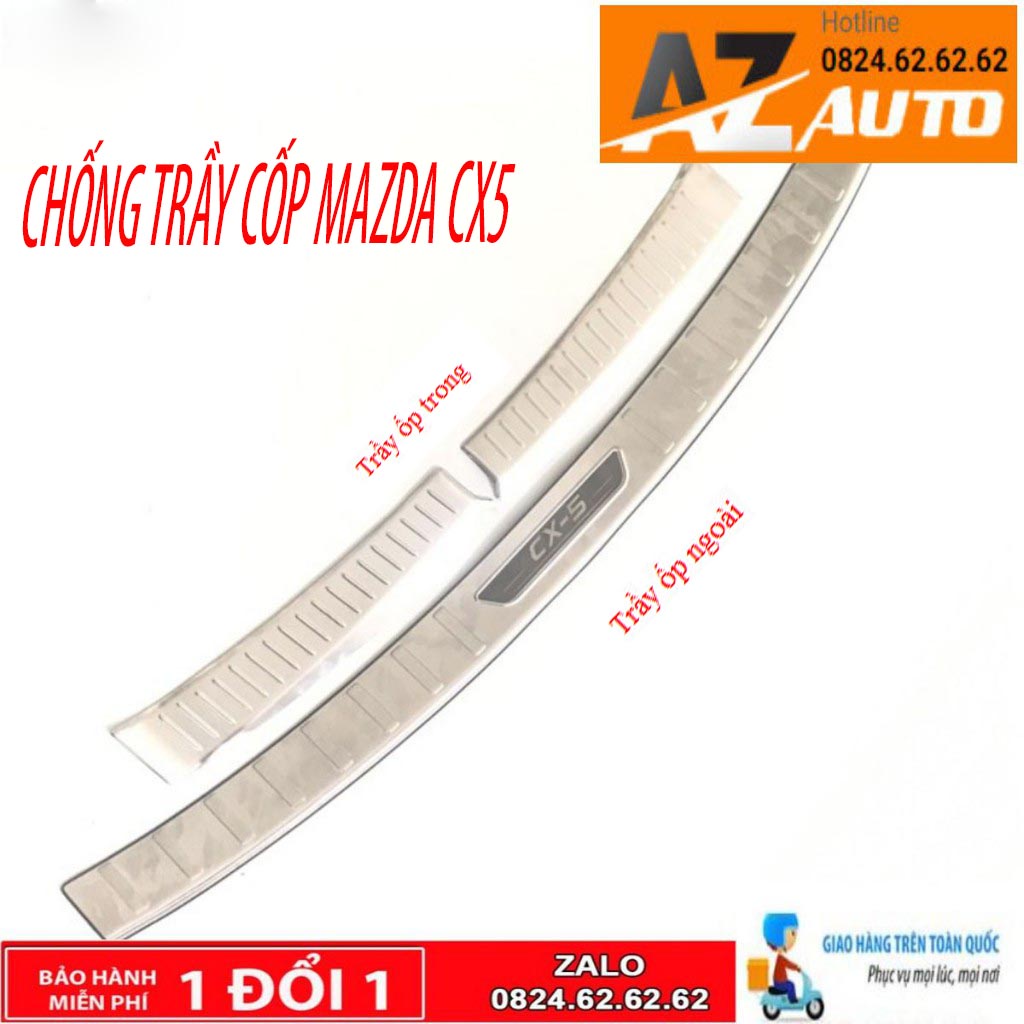  Ốp chống trầy cốp Mazda CX-5, CX5 2018-2021 – INOX(hàng cao cấp)