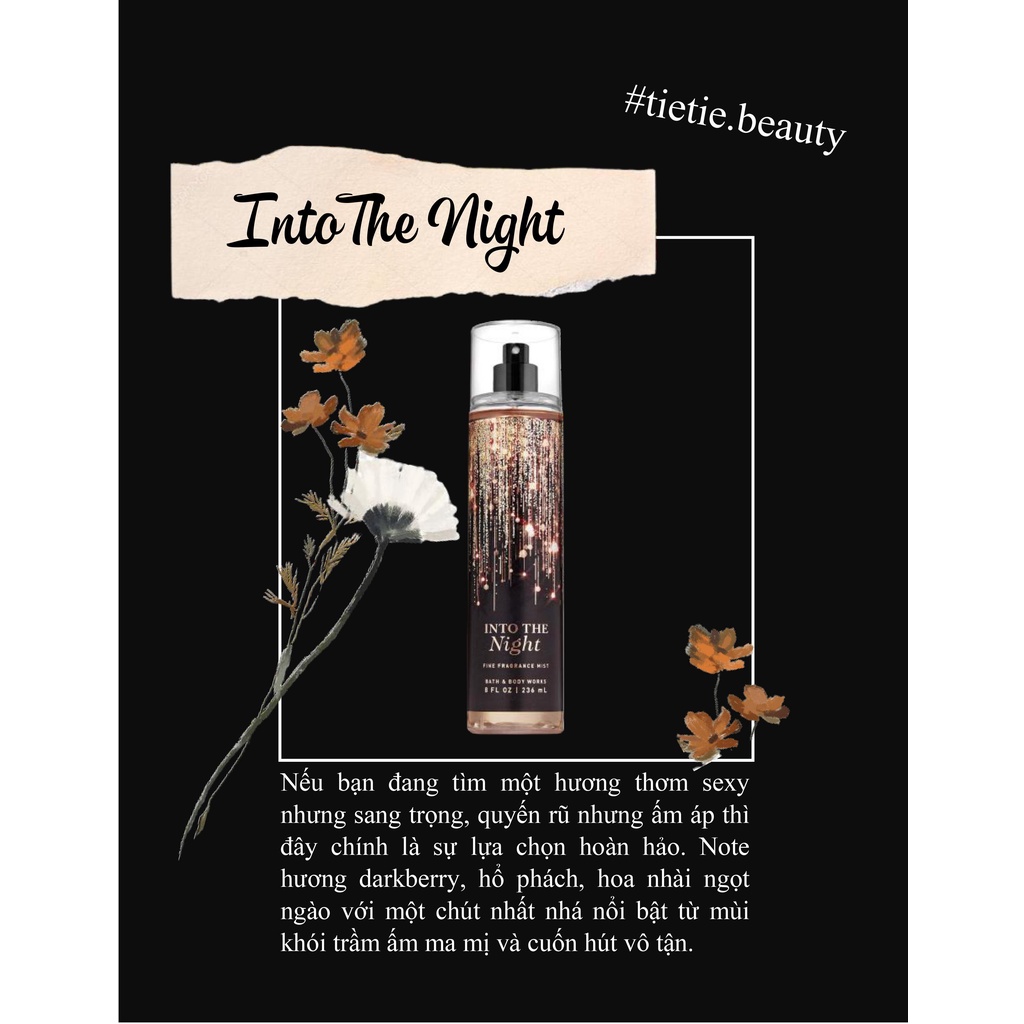 [Auth] Into The Night - Dòng sản phẩm Sữa Tắm, Lotion, Xịt Thơm toàn thân Bath &amp; Body Works