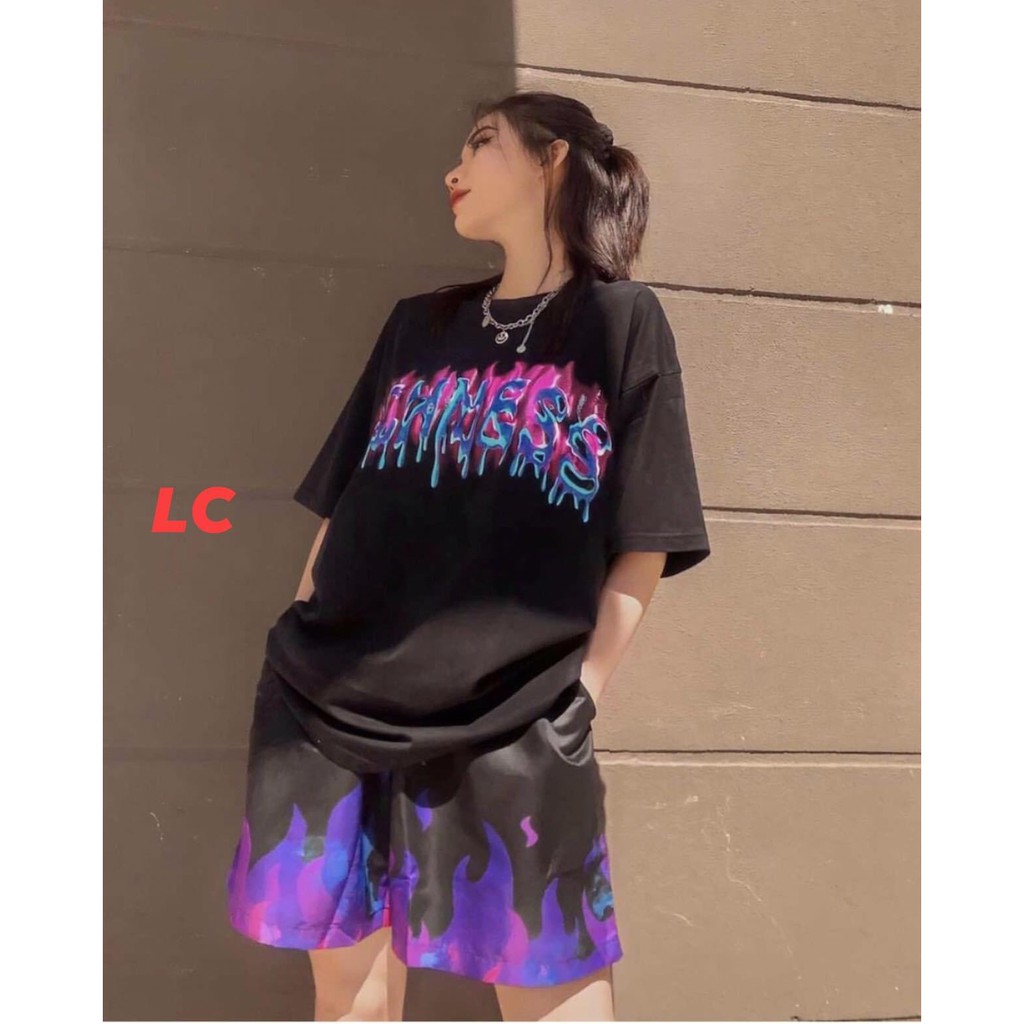 Bộ đùi loang Bunz, bộ đùi loang hình lửa form rộng unisex - bộ đùi loang lửa đen | BigBuy360 - bigbuy360.vn