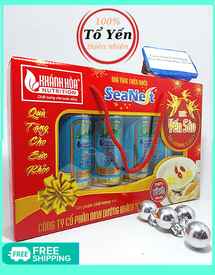 Yến Hộp quà( hộp lớn ) SeaNest Khánh Hòa( 3% Tổ yến ) 190ml x 6 lon