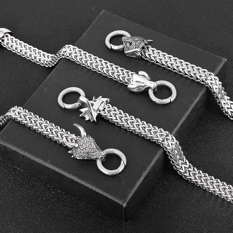 Vòng Đeo Tay Bằng Thép Không Gỉ Phong Cách Viking Retro Cá Tính Dành Cho Nam