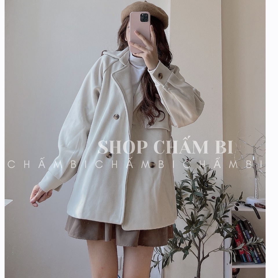 Áo Khoác Dạ Trơn Tay Bo Túi Chéo Dày Ấm Freessize&lt;60kg - A.121 (có dây đai)