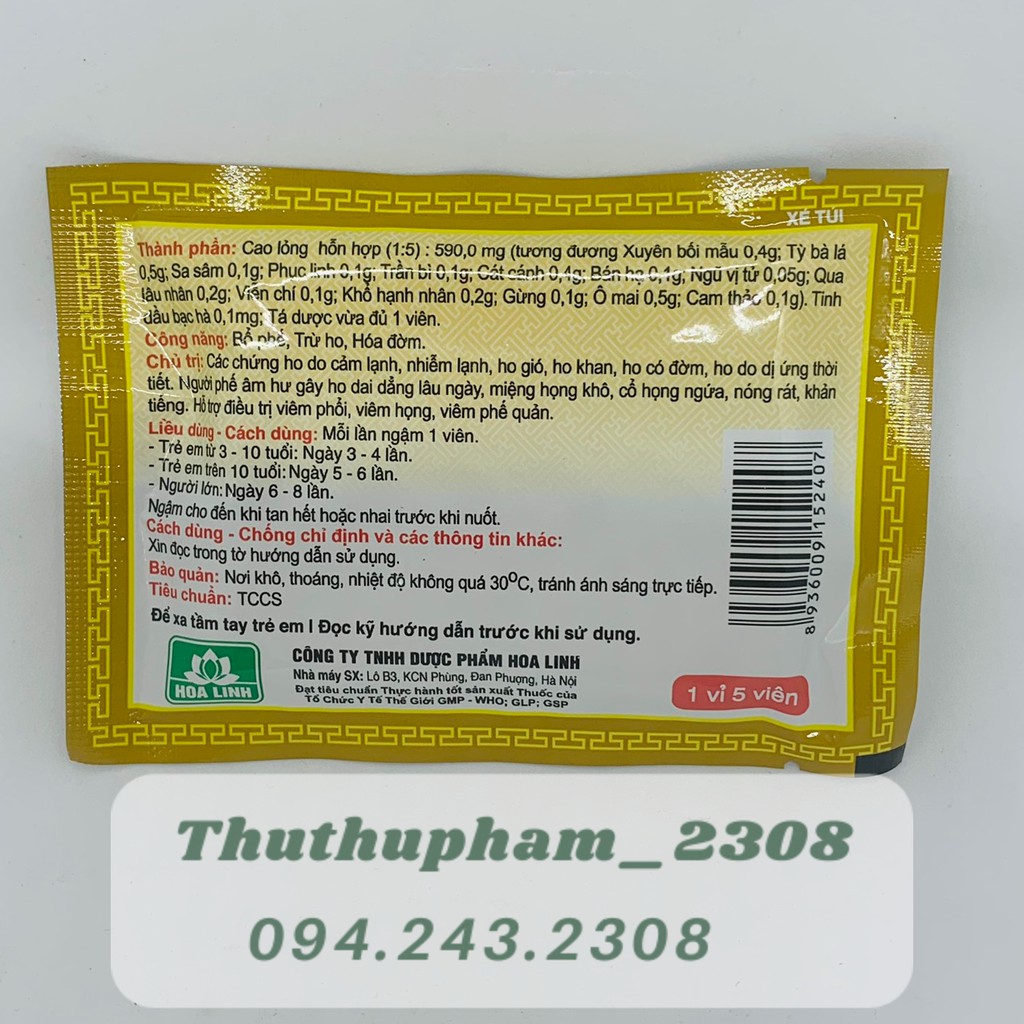 VIÊN NGẬM BẢO THANH  Trừ ho bổ phế