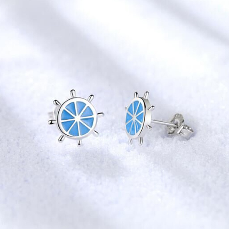Earrings Girl Earrings Blue Rudder Steering Wheel Earrings Oil Drop Earrings Fresh Jewelry