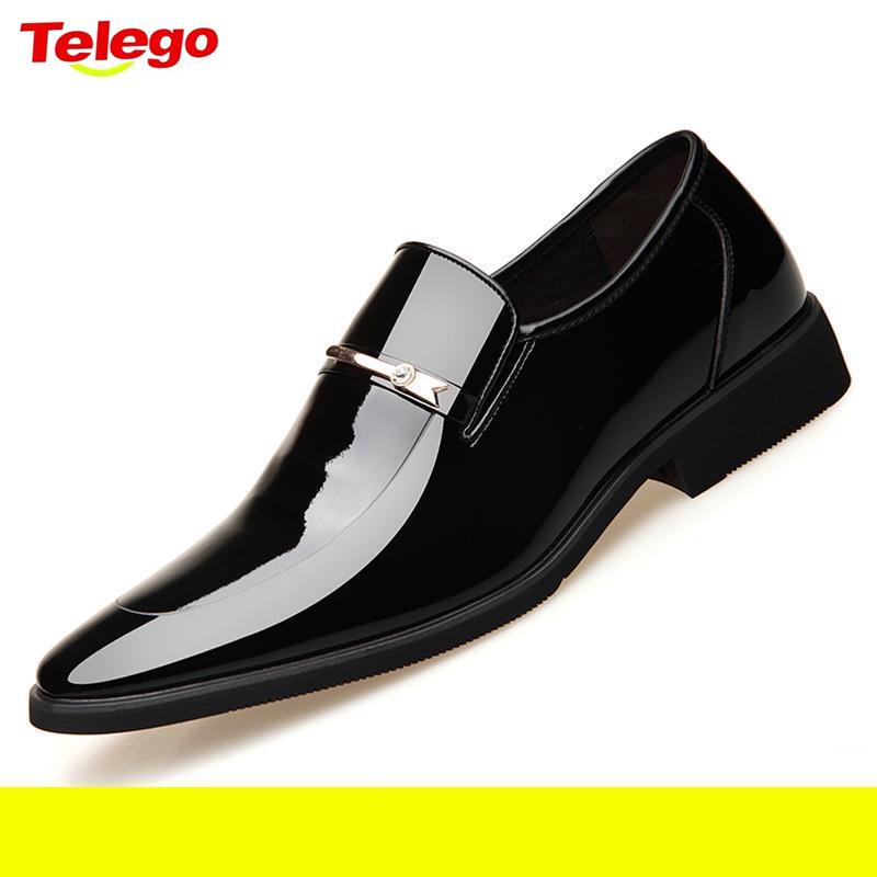 Giày Da Bò Đế Cao Su Giày lười chất liệu da bóng phong cách Hàn Quốc thời trang lịch lãm cho nam