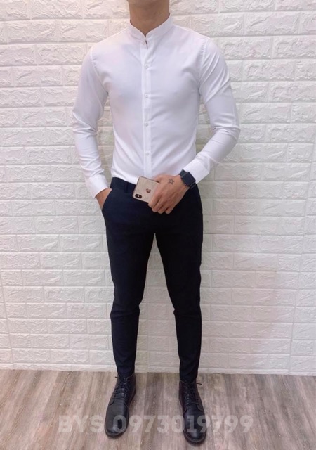 SƠMI TRẮNG CỔ TÀU lụa thái không nhăn không xù.chuẩn soái ca cho các nam thần.bao đẹp | BigBuy360 - bigbuy360.vn