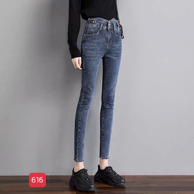 Quần Jean Nữ Mẫu Mới ❤️FREESHIP❤️ Quần Bò Cạp Cao phối lưng kiểu 3 Nút chất vải đẹp phong cách Hàn Quốc A-T Fashion M616