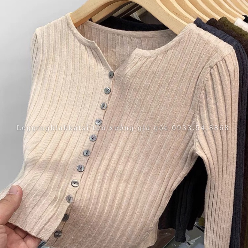 Áo cardigan dệt kim tay dài phối cúc dọc 3423