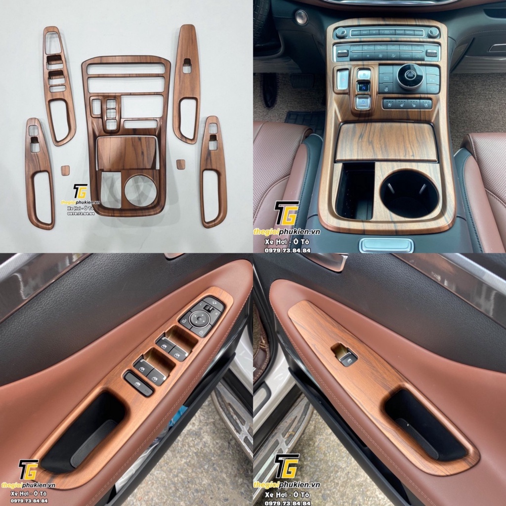 Ốp nội thất Vân Gỗ Hyundai Santafe 2021-2023 hàng cao cấp