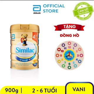 (Mẫu mới 5G)Sữa bột Similac IQ 4 HMO 900g tặng kèm đồng hồ gỗ