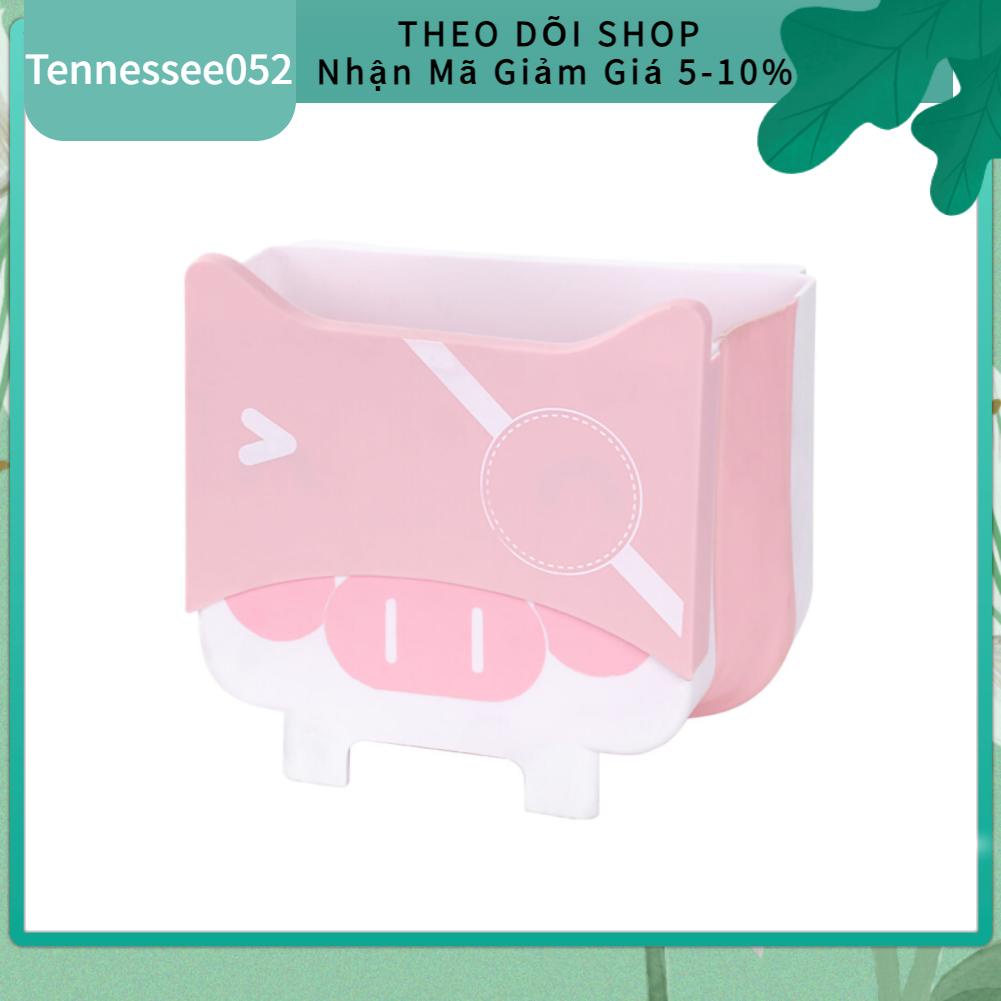 Thùng rác nhựa treo tủ bếp gấp gọn treo tường hoạt hình lợn đa chức năng