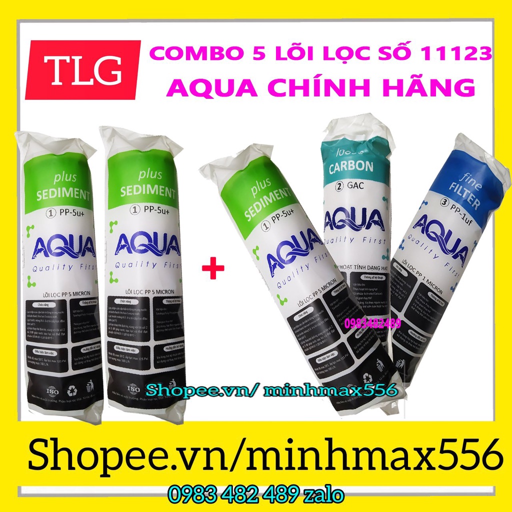 COMBO 5 LÕI LỌC AQUA CAO CẤP - GỒM 3 SỐ 1 - 1 SỐ 2 - 1 SỐ 3 | DÙNG CHO 9 THÁNG