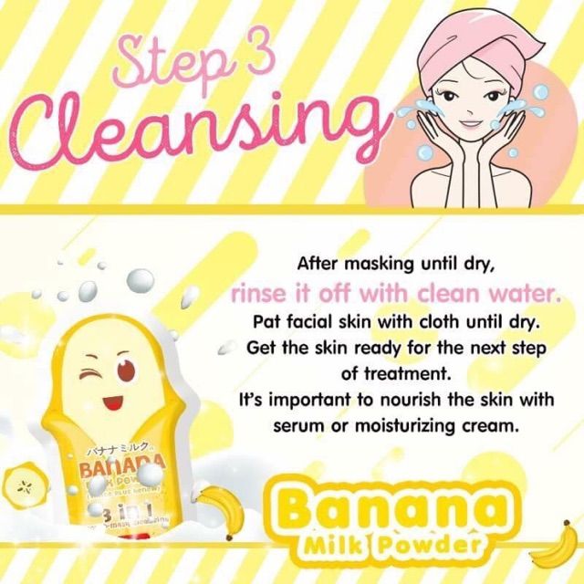 Gói ủ mặt ġiảm mụȵ Bannana Milk Powder 3 in 1 (White plus renew) Thái Lan