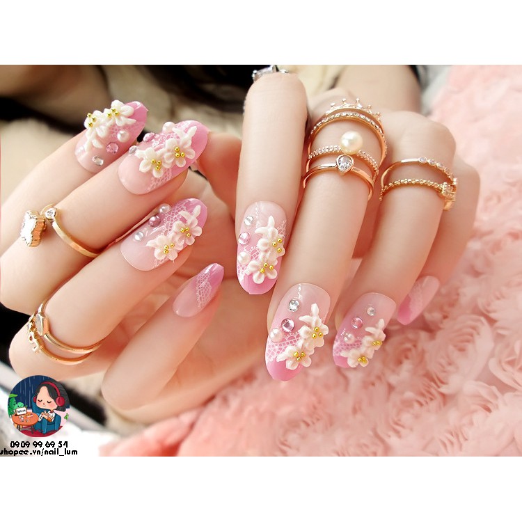 Móng Giả - Nail 3D Dài - Đính Đá [Sẵn Keo - Đóng Hộp 24 Mẫu Đủ Size]