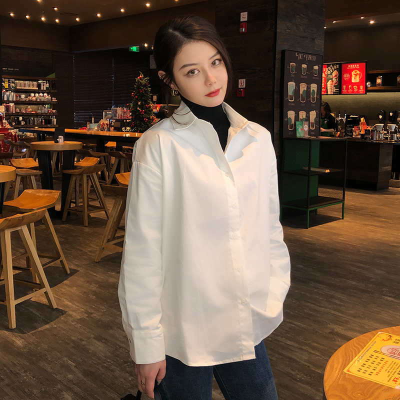 Áo Sơ Mi Tay Dài Màu Trơn Kiểu Retro Thời Trang Hàn Quốc Cho Nữ