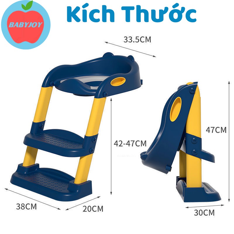 Thang bô vệ sinh có nắp thu nhỏ bồn cầu gấp gọn tiện lợi dùng cho bé trai và bé gái có sẵn tay vịn đi kèm