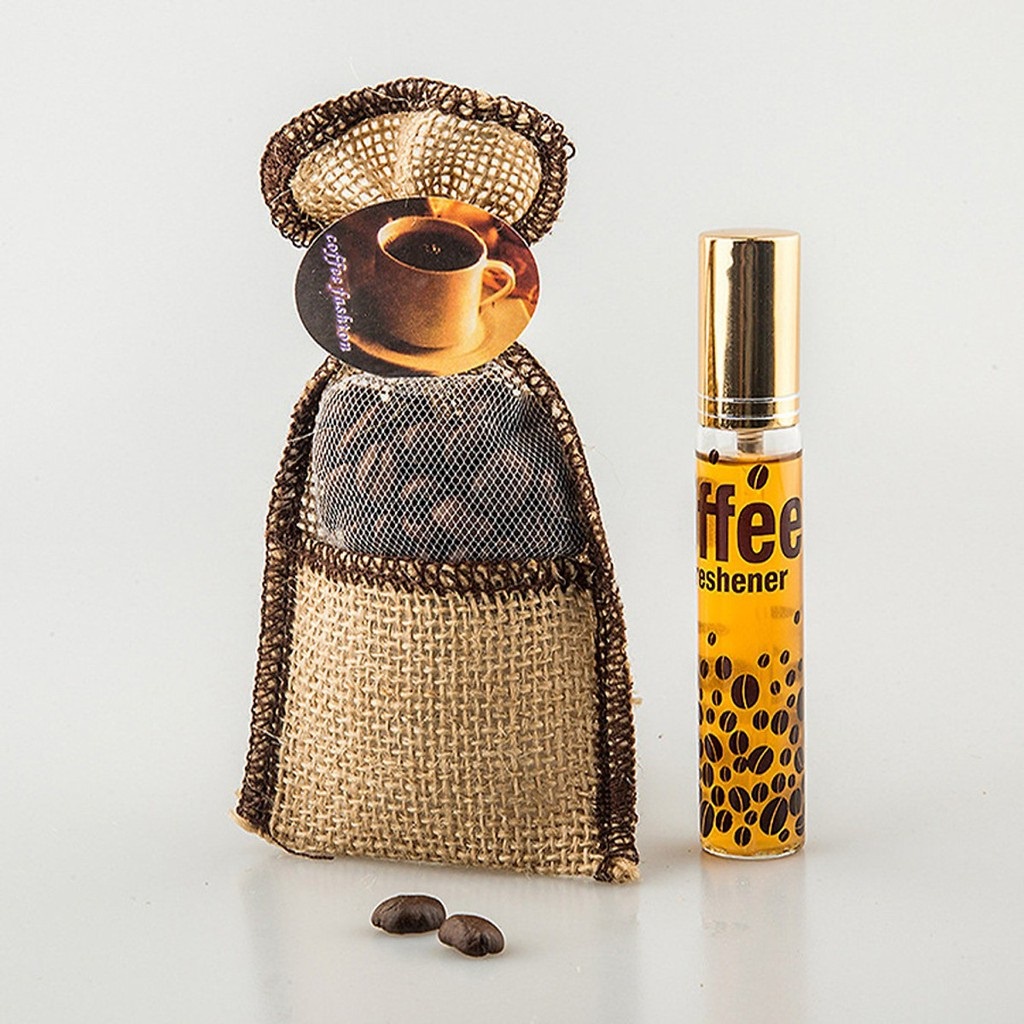Túi Thơm Khử Mùi Oto Cà Phê - Túi Café Treo Xe Hơi Kèm Lọ Tinh Dầu, Khử Mùi Hiệu Quả, An Toàn Khi Đi Xe Hơi