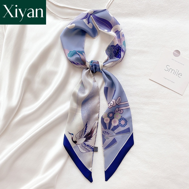 Khăn Choàng Cổ Dài 9.5 * 140cm Bằng Lụa In Họa Tiết Thời Trang Cho Nữ