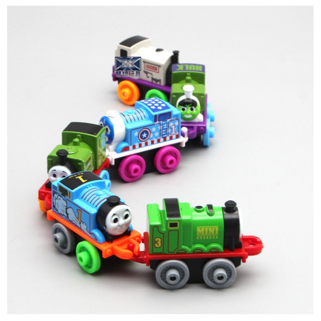 Mô hình xe lửa thomas mini bằng kim loại đồ chơi trẻ em bộ 6 xe