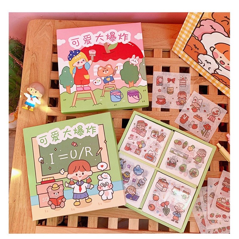 1 tấm sticker cute chủ đề Em Đến Trường Học Bao Điều Lạ