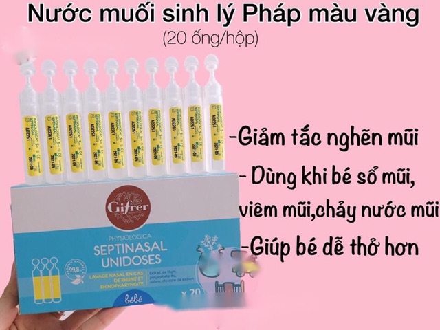 Nước muối sinh lý Pháp hồng/xanh/vàng