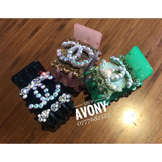 [xịn] kẹp tóc càng cua 5 răng đính đá màu chữ chan-nel cao cấp Marcely