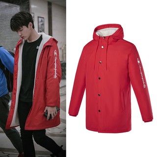 Áo Khoác Dáng Dài Thêu Logo Champion Phong Cách Hàn Quốc Cho Cặp Đôi