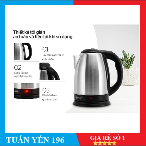 Ấm Siêu Tốc Inox Sunhouse SHD1182- Hàng chính hãng