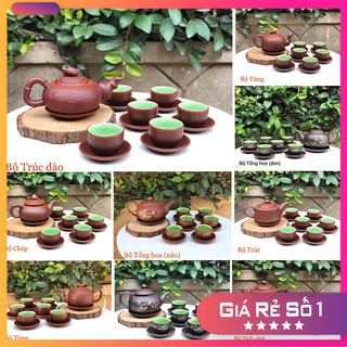 [Trà ngon🍵]Bộ ấm chén tử sa, ấm trà gốm sứ Bát Tràng  (1 ấm 6 chén 7 đĩa)