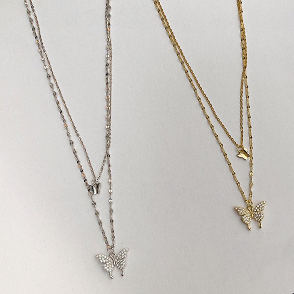 Vòng Cổ Choker Hai Lớp Mặt Hình Bướm Thời Trang Cho Nữ